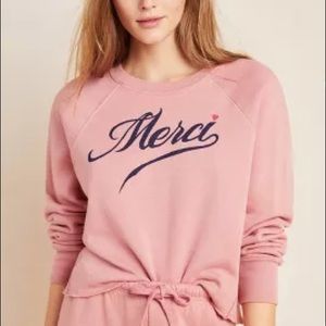 Anthropologie Merci Sundry Crewneck Crop Sweatshirt